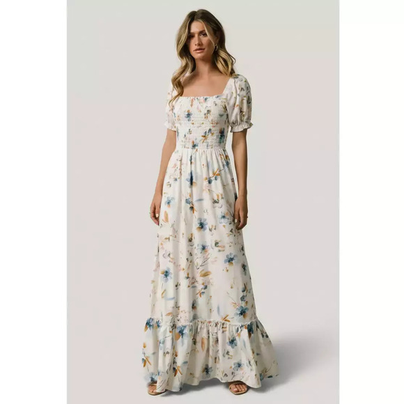 Baltic Born Dresses & Skirts - Baltic Born Capri Smocked Maxi Dress | White Multi Print Size XXXLXXXL